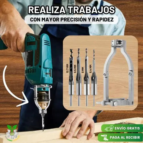 ADAPTADOR Y SET X4 BROCAS CUADRADAS PARA MADERA + ENVIO GRATIS