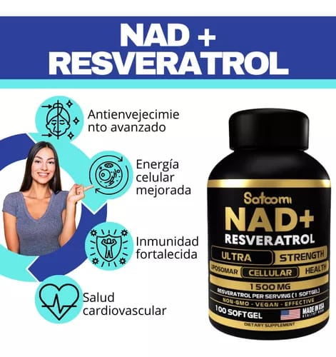 NAD + Resveratrol - Suplemento Potenciador & Rejuvenecedor + ENVIO GRATIS