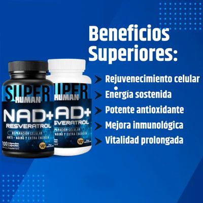 Resveratrol - Cápsulas 💊 de Reparación Celular 🧠 Antienvejecimiento y Energía Extra - SuperHuman