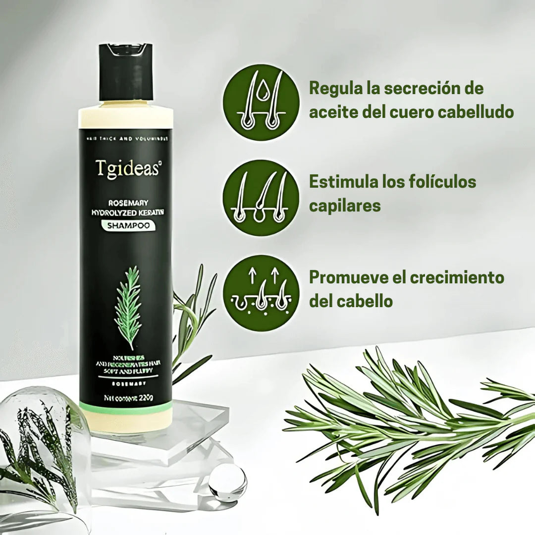 Keratina + Romero + Ortiga + Biotina - Champú Nutritivo y Regenerador para Cabello Grueso y Voluminoso