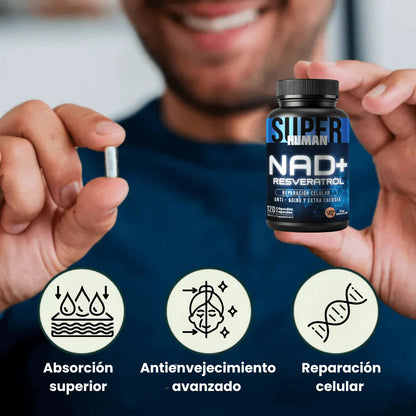 Resveratrol - Cápsulas 💊  de Reparación Celular 🧠 Antienvejecimiento y Energía Extra - SuperHuman